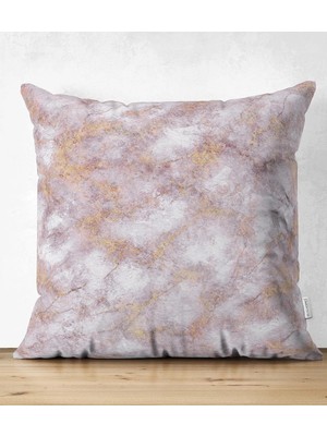 Rem Home Rengirenk Dekoratif Kırlent Kılıfı Mermer 43 x 43 cm Salon Koltuk Kanepe Yastık Kılıfı