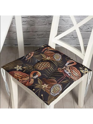 Rem Home Rengirenk Dekoratif Sandalye Minderi Beyaz Hayvan Bağcıklı 40 x 40 cm Mutfak Balkon Oturma Minderi