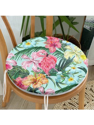 Rem Home Rengirenk Dekoratif Sandalye Minderi Yuvarlak 40 x 40 cm Mutfak Balkon Oturma Minderi
