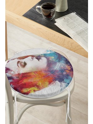 Rem Home Rengirenk Dekoratif Sandalye Minderi Yuvarlak 40 x 40 cm Mutfak Balkon Oturma Minderi