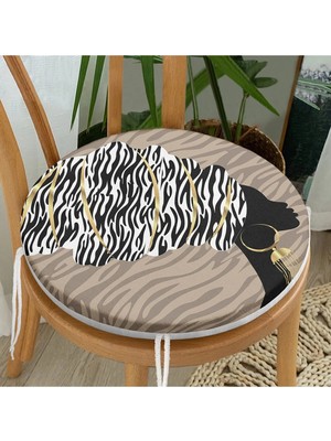 Rem Home Rengirenk Dekoratif Sandalye Minderi Sarı Modern Yuvarlak 40 x 40 cm Mutfak Balkon Oturma Minderi