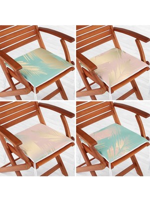 Rem Home Rengirenk Dekoratif Sandalye Minderi Sarı 40 x 40 cm Mutfak Balkon Oturma Minderi