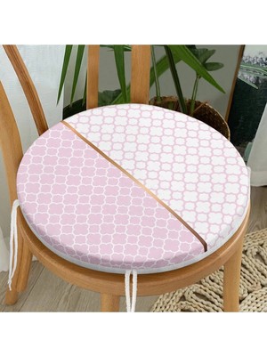 Rem Home Rengirenk Dekoratif Sandalye Minderi Beyaz Modern Yuvarlak 40 x 40 cm Mutfak Balkon Oturma Minderi