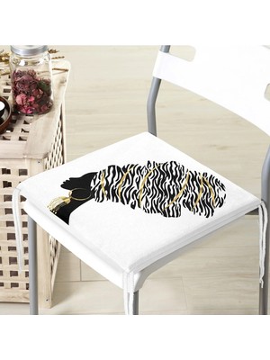 Rem Home Rengirenk Dekoratif Sandalye Minderi Beyaz Modern 40 x 40 cm Mutfak Balkon Oturma Minderi