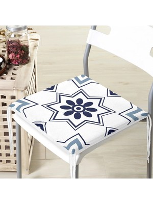 Rem Home Rengirenk Dekoratif Sandalye Minderi Mavi Modern 40 x 40 cm Mutfak Balkon Oturma Minderi