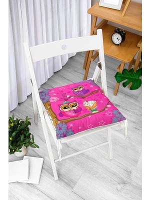 Rem Home Rengirenk Dekoratif Sandalye Minderi Beyaz Hayvan Bağcıklı 40 x 40 cm Mutfak Balkon Oturma Minderi