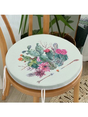 Rem Home Rengirenk Dekoratif Sandalye Minderi Modern Yuvarlak 40 x 40 cm Mutfak Balkon Oturma Minderi