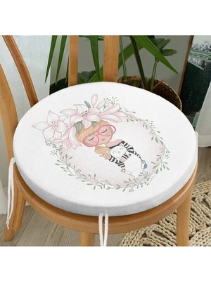 Rem Home Rengirenk Dekoratif Sandalye Minderi Modern Yuvarlak 40 x 40 cm Mutfak Balkon Oturma Minderi