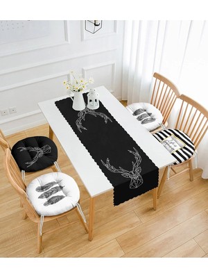 Rem Home Rengirenk Dekoratif Sandalye Minderi Siyah Yuvarlak 45 x 140 cm Mutfak Balkon Oturma Minderi