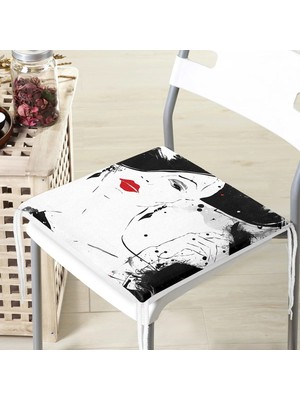 Rem Home Rengirenk Dekoratif Sandalye Minderi Beyaz Modern 40 x 40 cm Mutfak Balkon Oturma Minderi