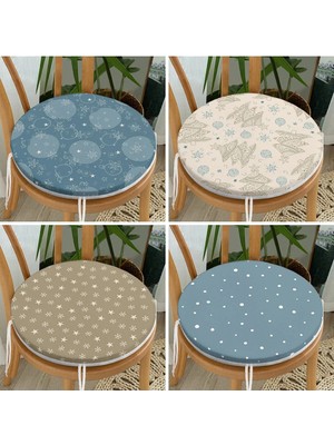 Rem Home Rengirenk Dekoratif Sandalye Minderi Geometrik Yuvarlak 40 x 40 cm Mutfak Balkon Oturma Minderi
