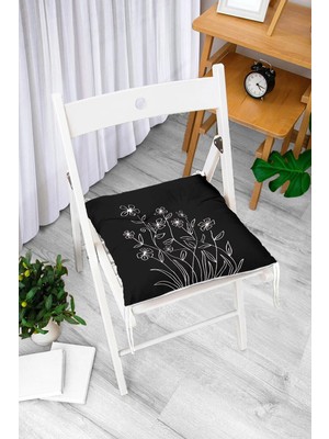 Rem Home Rengirenk Dekoratif Sandalye Minderi Beyaz Hayvan Bağcıklı 40 x 40 cm Mutfak Balkon Oturma Minderi