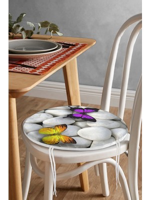 Rem Home Rengirenk Dekoratif Sandalye Minderi Yuvarlak 40 x 40 cm Mutfak Balkon Oturma Minderi