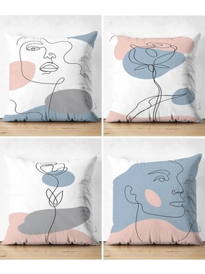 Rem Home Rengirenk Dekoratif Kırlent Kılıfı Modern 43 x 43 cm Salon Koltuk Kanepe Yastık Kılıfı