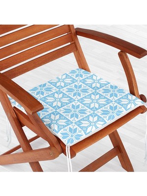 Rem Home Rengirenk Dekoratif Sandalye Minderi Mavi Modern 40 x 40 cm Mutfak Balkon Oturma Minderi