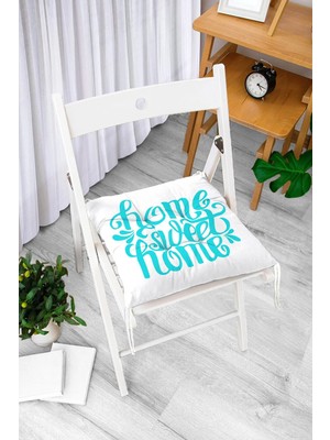 Rem Home Rengirenk Dekoratif Sandalye Minderi Beyaz Hayvan Bağcıklı 40 x 40 cm Mutfak Balkon Oturma Minderi