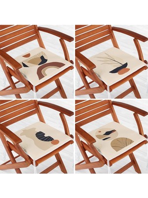 Rem Home Rengirenk Dekoratif Sandalye Minderi Sarı Etnik 40 x 40 cm Mutfak Balkon Oturma Minderi