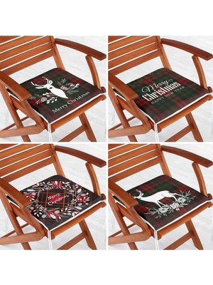 Rem Home Rengirenk Dekoratif Sandalye Minderi Ekose 40 x 40 cm Mutfak Balkon Oturma Minderi