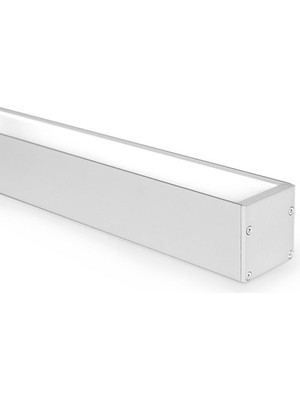 Ledarmy LED Alüminyum Profil Kasa 1 Metre 7695 Sarkıt & Sıva Üstü Montaj 55mm Opak Pleksi Paslanmaz Yan Kapak
