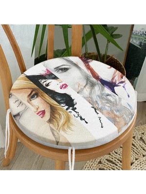 Rem Home Rengirenk Dekoratif Sandalye Minderi Yuvarlak 40 x 40 cm Mutfak Balkon Oturma Minderi