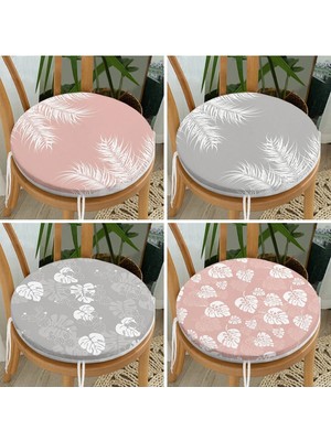 Rem Home Rengirenk Dekoratif Sandalye Minderi Yaprak Yuvarlak 40 x 40 cm Mutfak Balkon Oturma Minderi