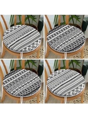 Rem Home Rengirenk Dekoratif Sandalye Minderi Sarı Modern Yuvarlak 40 x 40 cm Mutfak Balkon Oturma Minderi