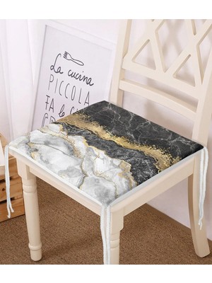 Rem Home Rengirenk Dekoratif Sandalye Minderi Beyaz Modern 40 x 40 cm Mutfak Balkon Oturma Minderi