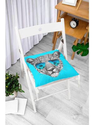 Rem Home Rengirenk Dekoratif Sandalye Minderi Beyaz Modern Bağcıklı 40 x 40 cm Mutfak Balkon Oturma Minderi