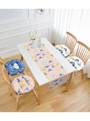 Rem Home Rengirenk Dekoratif Sandalye Minderi Sarı Yuvarlak 45 x 140 cm Mutfak Balkon Oturma Minderi