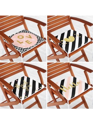 Rem Home Rengirenk Dekoratif Sandalye Minderi Beyaz Modern 40 x 40 cm Mutfak Balkon Oturma Minderi