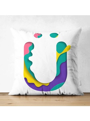 Rem Home Rengirenk Dekoratif Kırlent Kılıfı Beyaz Modern 43 x 43 cm Salon Koltuk Kanepe Yastık Kılıfı