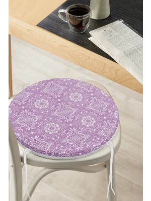 Rem Home Rengirenk Dekoratif Sandalye Minderi Sarı Modern Yuvarlak 40 x 40 cm Mutfak Balkon Oturma Minderi