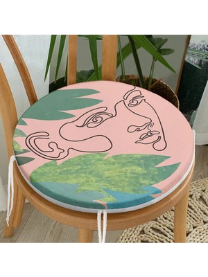Rem Home Rengirenk Dekoratif Sandalye Minderi Sarı Bohem Yuvarlak 40 x 40 cm Mutfak Balkon Oturma Minderi