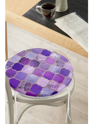 Rem Home Rengirenk Dekoratif Sandalye Minderi Sarı Yuvarlak 40 x 40 cm Mutfak Balkon Oturma Minderi