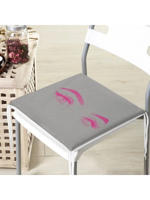 Rem Home Rengirenk Dekoratif Sandalye Minderi Gri Modern 40 x 40 cm Mutfak Balkon Oturma Minderi