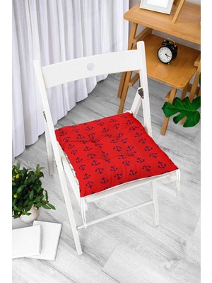 Rem Home Rengirenk Dekoratif Sandalye Minderi Beyaz Modern Bağcıklı 40 x 40 cm Mutfak Balkon Oturma Minderi