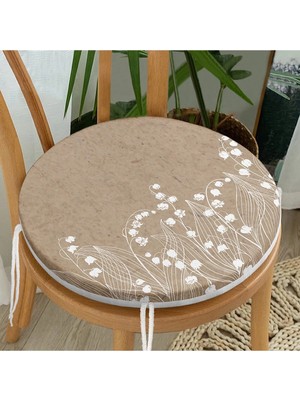 Rem Home Rengirenk Dekoratif Sandalye Minderi Beyaz Modern Yuvarlak 40 x 40 cm Mutfak Balkon Oturma Minderi