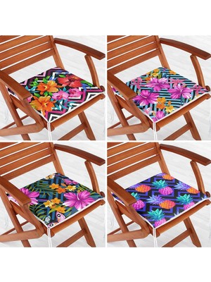 Rem Home Rengirenk Dekoratif Sandalye Minderi Geometrik 40 x 40 cm Mutfak Balkon Oturma Minderi