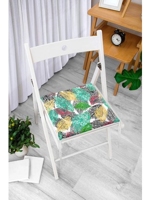 Rem Home Rengirenk Dekoratif Sandalye Minderi Yaprak 40 x 40 cm Mutfak Balkon Oturma Minderi