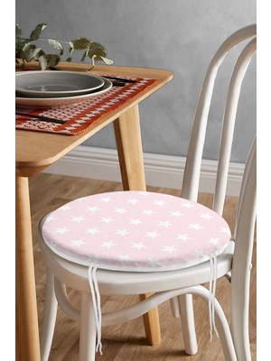 Rem Home Rengirenk Dekoratif Sandalye Minderi Yıldız Yuvarlak 40 x 40 cm Mutfak Balkon Oturma Minderi