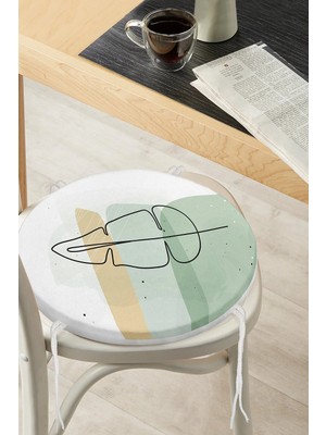 Rem Home Rengirenk Dekoratif Sandalye Minderi Yaprak Yuvarlak 40 x 40 cm Mutfak Balkon Oturma Minderi