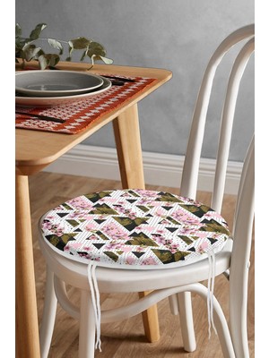 Rem Home Rengirenk Dekoratif Sandalye Minderi Yuvarlak 40 x 40 cm Mutfak Balkon Oturma Minderi