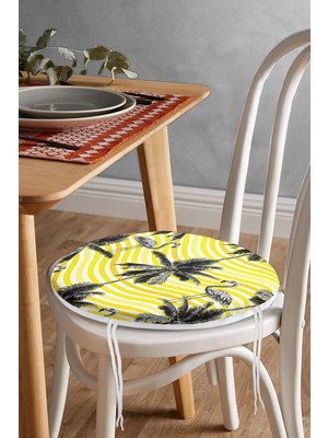 Rem Home Rengirenk Dekoratif Sandalye Minderi Yuvarlak 40 x 40 cm Mutfak Balkon Oturma Minderi