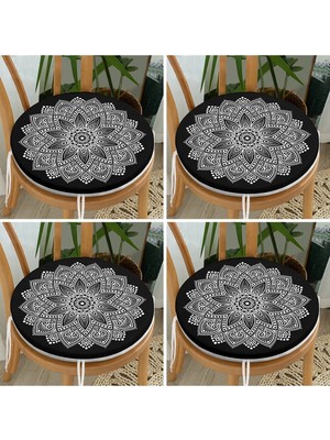 Rem Home Rengirenk Dekoratif Sandalye Minderi Sarı Yuvarlak 40 x 40 cm Mutfak Balkon Oturma Minderi