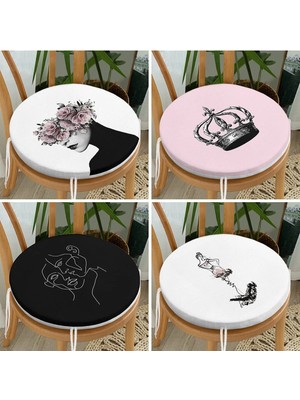 Rem Home Rengirenk Dekoratif Sandalye Minderi Yuvarlak 40 x 40 cm Mutfak Balkon Oturma Minderi