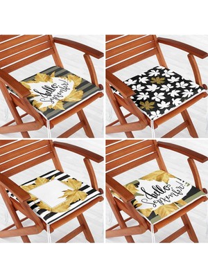 Rem Home Rengirenk Dekoratif Sandalye Minderi Beyaz Modern 40 x 40 cm Mutfak Balkon Oturma Minderi