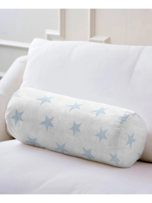 Rem Home Rengirenk Dekoratif Kırlent Kılıfı Mavi Yıldız 60 x 20 cm Salon Koltuk Kanepe Yastık Kılıfı