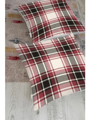 Rem Home Rengirenk Dekoratif Kırlent Kılıfı Sarı Ekose 70 x 70 cm Salon Koltuk Kanepe Yastık Kılıfı