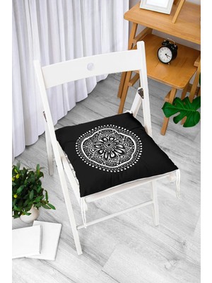 Rem Home Rengirenk Dekoratif Sandalye Minderi Beyaz Hayvan Bağcıklı 40 x 40 cm Mutfak Balkon Oturma Minderi