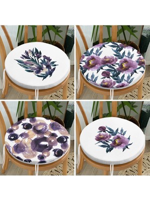 Rem Home Rengirenk Dekoratif Sandalye Minderi Sarı Yuvarlak 40 x 40 cm Mutfak Balkon Oturma Minderi